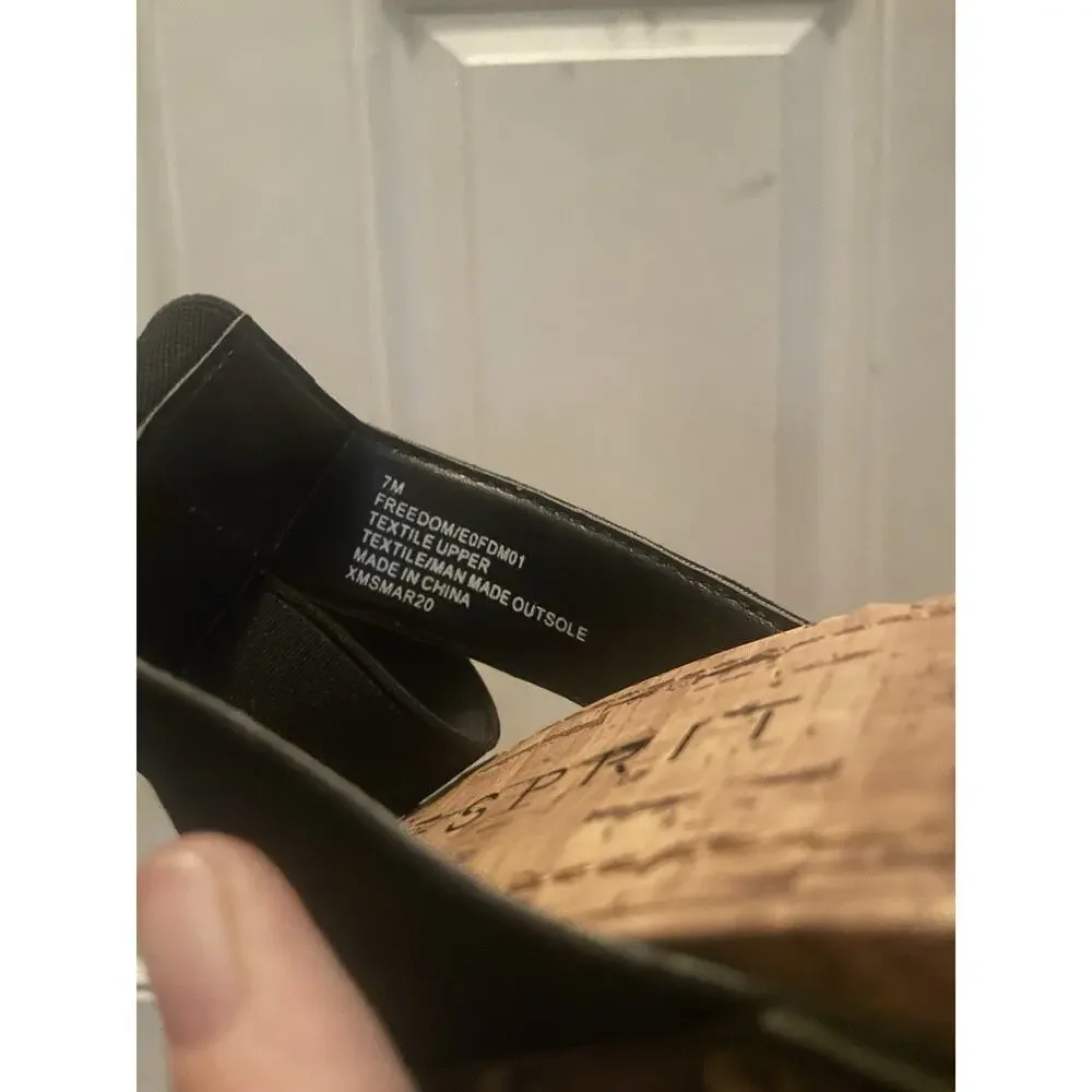 ESpirit Black Strappy Sandal shoes‎ Size 7